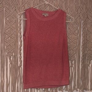 LOFT Sleeveless Ribbed Knit Tank in Rose